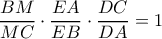 \dfrac{BM}{MC} \cdot \dfrac{EA}{EB} \cdot \dfrac{DC}{DA}=1