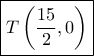 \boxed{T\left( {\frac{{15}}{2},0} \right)} \boxed{T\left( {\frac{{15}}{2},0} \right)}