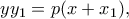\displaystyle y{y_1} = p(x + {x_1}),