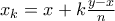 x_k=x+k\frac{y-x}{n}