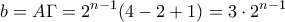 \displaystyle{b=A\Gamma =2^{n-1}(4-2+1)=3\cdot 2^{n-1}}