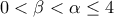 0<\beta<\alpha\leq4