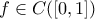 f \in C([0,1])