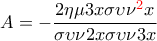 \displaystyle{A=-\frac{2\eta \mu 3x \sigma \upsilon \nu^{\color{red}2} x}{\sigma \upsilon \nu 2x\sigma \upsilon \nu 3x}}