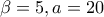 \beta=5,  a=20