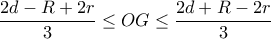 \dfrac{2d-R+2r}{3} \leq OG \leq \dfrac{2d+R-2r}{3}