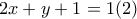 2x+y+1=1(2)