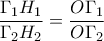 \displaystyle{ 
\frac{{\Gamma _1 H_1 }}{{\Gamma _2 H_2 }} = \frac{{O\Gamma _1 }}{{O\Gamma _2 }} 
}