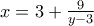 x=3+\frac{9}{y-3}