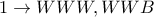 1\rightarrow WWW, WWB