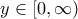 \displaystyle y \in \left[0,\infty \right)