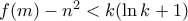 f(m)-n^2 < k(\ln k+1)