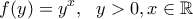 \displaystyle{f(y)=y^x, \ \ y >0 , x\in \mathbb{R}}