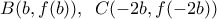 \displaystyle B(b,f(b)),\,\,\,C(-2b,f(-2b))