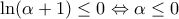 \ln (\alpha +1)\le 0\Leftrightarrow \alpha \le 0