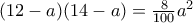 (12-a)(14-a) = \frac {8}{100}a^2