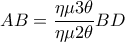 AB=\dfrac{\eta \mu 3 \theta}{\eta \mu 2 \theta}BD