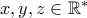 x,y,z\in\mathbb{R^*}