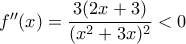 f''(x)=\dfrac{3(2x+3)}{(x^2+3x)^2}<0