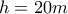 \displaystyle{h=20m}