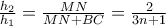 \frac{h_{2}}{h_{1}}=\frac{MN}{MN+BC}=\frac{2}{3n+1}