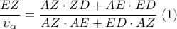 \displaystyle\frac{EZ}{\upsilon_{\alpha}}=\frac{AZ\cdot ZD+AE\cdot ED}{AZ\cdot AE+ED\cdot AZ}\;(1)