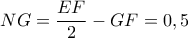 NG = \displaystyle\frac{{EF}}{2} - GF = 0,5