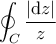 \displaystyle \oint_{C} \frac{|\textrm{d}z|}{z}