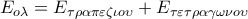 E_{o\lambda }=E_{\tau \rho \alpha \pi \varepsilon \zeta \iota o\upsilon }+E_{\tau \varepsilon \tau \rho \alpha \gamma \omega \nu o\upsilon }