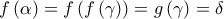 f\left( \alpha  \right)=f\left( f\left( \gamma  \right) \right)=g\left( \gamma  \right)=\delta