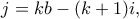 j=kb-(k+1)i,
