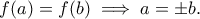f(a)=f(b)\implies a=\pm b.