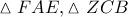 \vartriangle FAE,\vartriangle ZCB