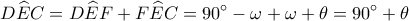 \displaystyle D\widehat EC = D\widehat EF + F\widehat EC = 90^\circ-\omega + \omega  + \theta  =  90^\circ  + \theta 