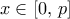x\in [0,\, p]