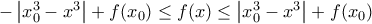 -\left|x_{0}^{3}-x^{3}\right|+f(x_{0}) \leq f(x) \leq \left|x_{0}^{3}-x^{3}\right|+f(x_{0})