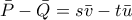 \bar{P}-\bar{Q}=s\bar{v}-t\bar{u}