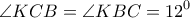 \displaystyle{\angle KCB = \angle KBC = {12^0}}