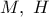 M,\,\,H