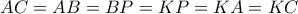 AC=AB=BP=KP=KA=KC