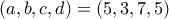 (a,b,c,d)=(5,3,7,5)