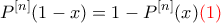 \displaystyle P^{[n]}(1-x)=1-P^{[n]}(x) \color{red} (1)