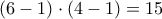 (6-1)\cdot(4-1)=15