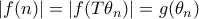 |f(n)|=|f(T\theta_n)|=g(\theta_n)