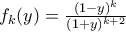 f_k(y)=\frac{(1-y)^k}{(1+y)^{k+2}}