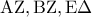\displaystyle{\rm{AZ, BZ, E\Delta}}