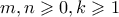 m,n \geqslant 0, k \geqslant 1