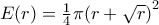 E(r)=\frac{1}{4}\pi {{(r+\sqrt{r})}^{2}}