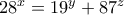 28^x=19^y+87^z