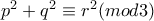 p^{2}+q^{2}\equiv r^{2}(mod3)